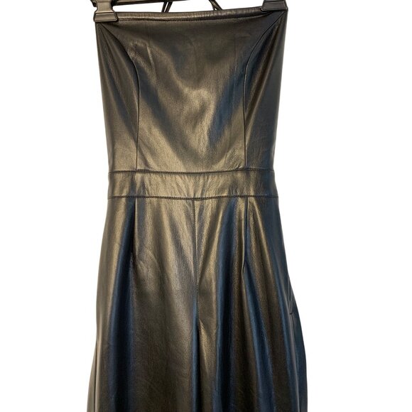 New Good American Faux Buttery Leather Wide Leg Halter Jumpsuit Size Small  RN10 - Picture 11 of 11